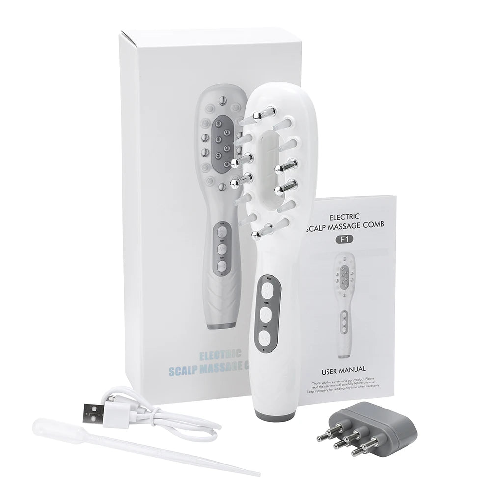 ScalpFlow Pro – EMS LED Scalp Massager Comb with Oil Applicator