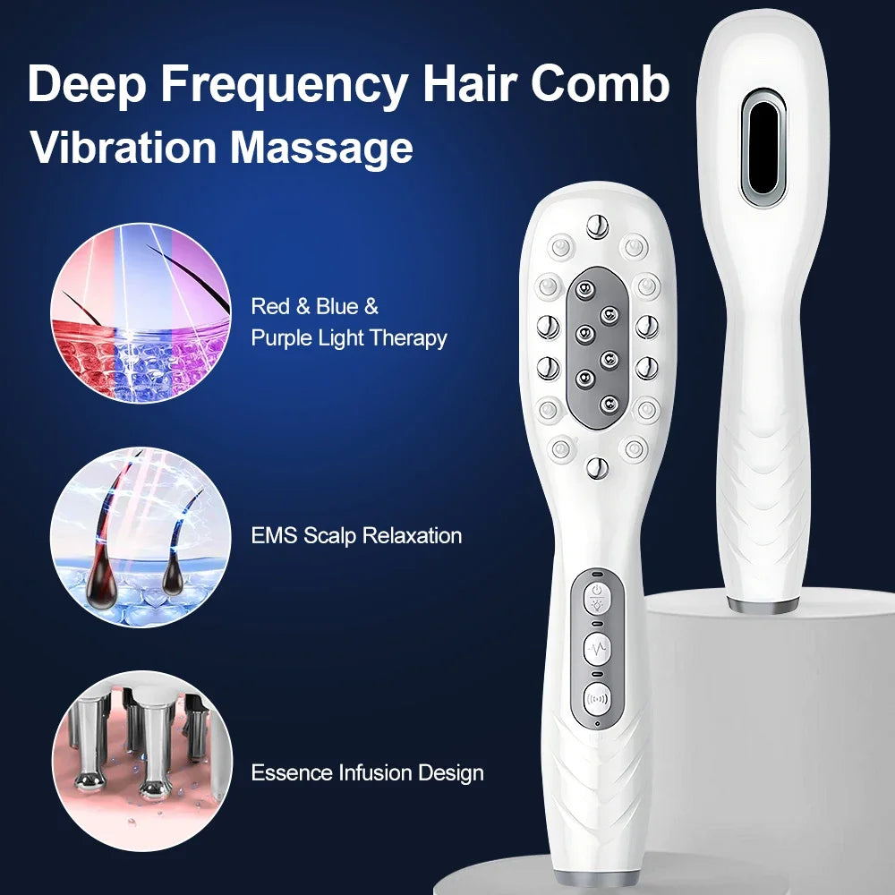 ScalpFlow Pro – EMS LED Scalp Massager Comb with Oil Applicator