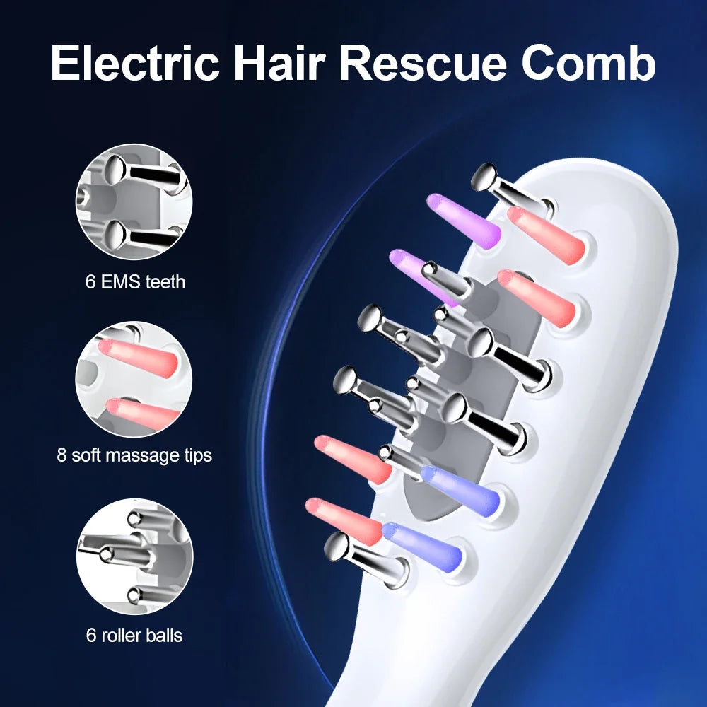 ScalpFlow Pro – EMS LED Scalp Massager Comb with Oil Applicator