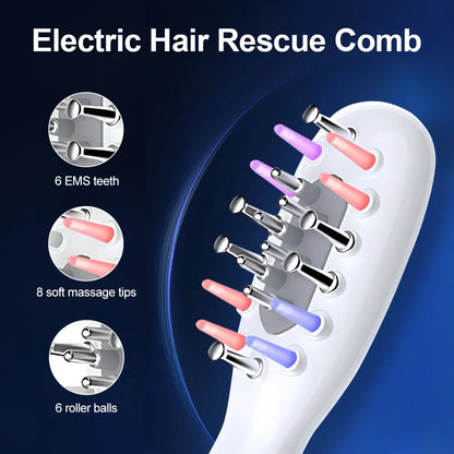 ScalpFlow Pro – EMS LED Scalp Massager Comb with Oil Applicator