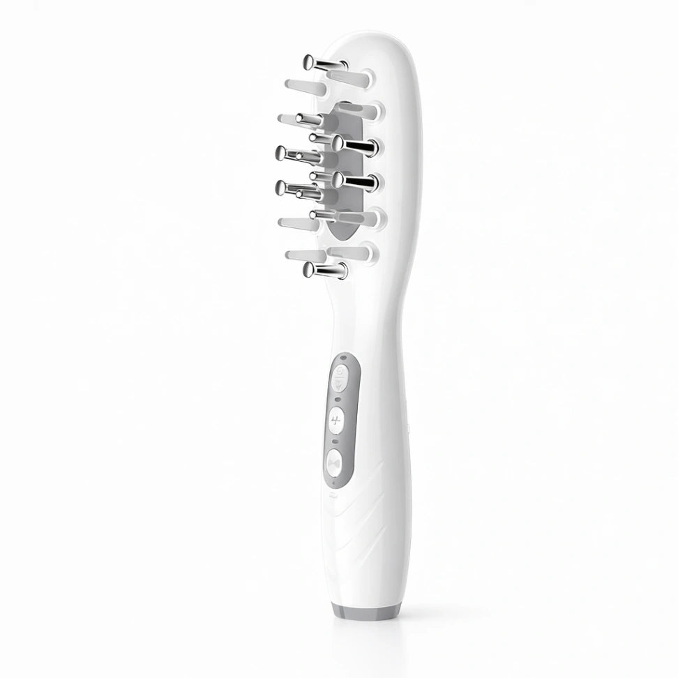 ScalpFlow Pro – EMS LED Scalp Massager Comb with Oil Applicator